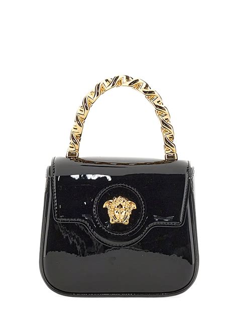 Mini borsa in vernice La Medusa Nero,Oro .